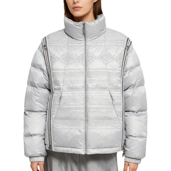 Light Silver Quilted Puffer Jacket