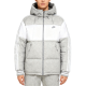 Grey and White Color-Block Nike Puffer Jacket