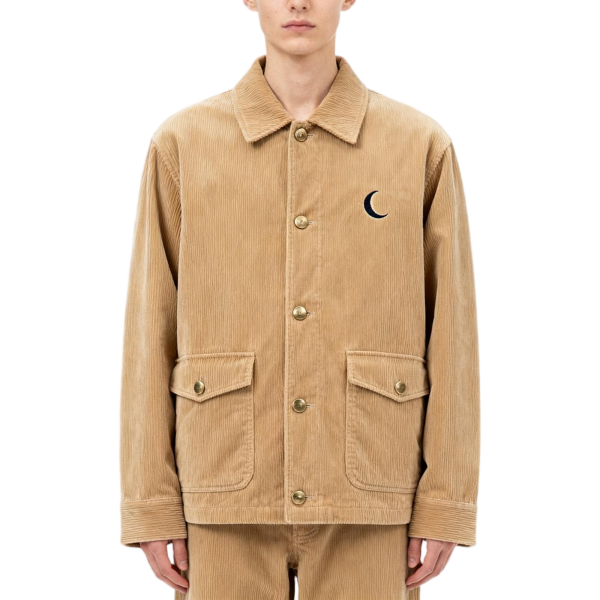 Beige Corduroy Jacket with Moon Embroidery