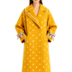 Yellow Polka Dot Wool Coat with Pearl Collar