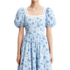 Light Blue Floral Square Neck Dress